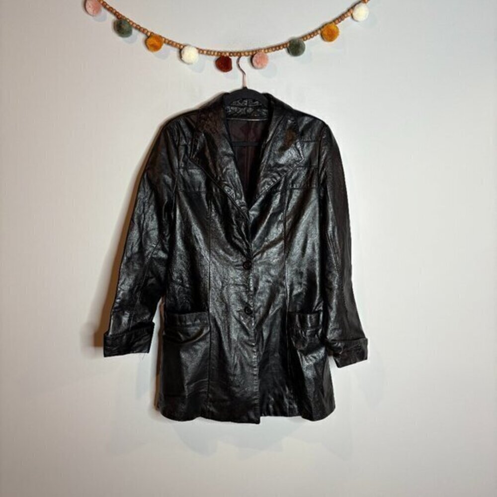Vintage black leather panel jacket